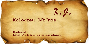 Kolodzey János névjegykártya